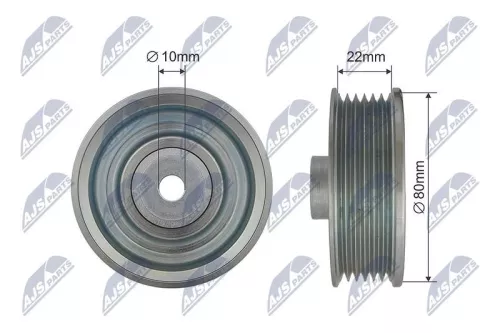 NTY NTY RNK-TY-033 Deflection/Guide Pulley, V-ribbed belt 