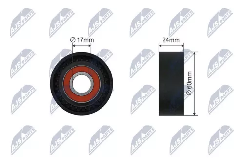 NTY NTY RNK-VW-038 Tensioner Pulley, V-ribbed belt 