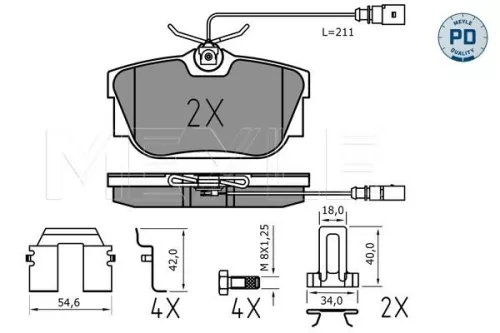MEYLE Brake Pad Set, disc brake (025 234 4616/PD)