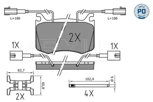 MEYLE Brake Pad Set, disc brake (025 220 9115/PD)