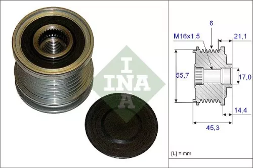 Ina Overrunning Alternator Clutch Pulley For Audi A4 A6