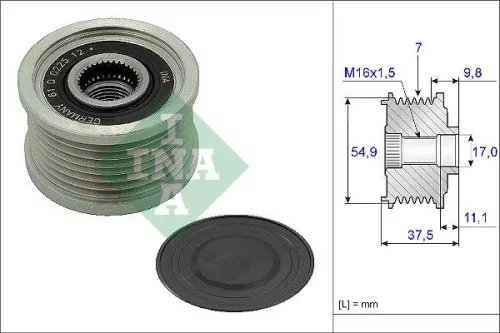 Ina Overrunning Alternator Clutch Pulley For Fiat Fuso (Mitsubishi) Iveco Mitsubishi Tems