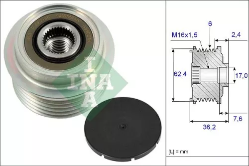 Schaeffler INA Schaeffler INA 535 0238 10 Ina Overrunning Alternator Clutch Pulley For Toyota Yaris 