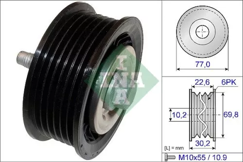 Deflection/Guide Pulley, V-ribbed belt