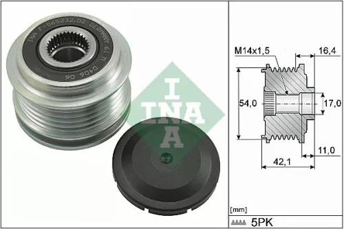 Schaeffler INA Schaeffler INA 535 0286 10 Ina Overrunning Alternator Clutch Pulley For Abarth Alfa Romeo Fiat Jeep 124 500l 500x Gi 
