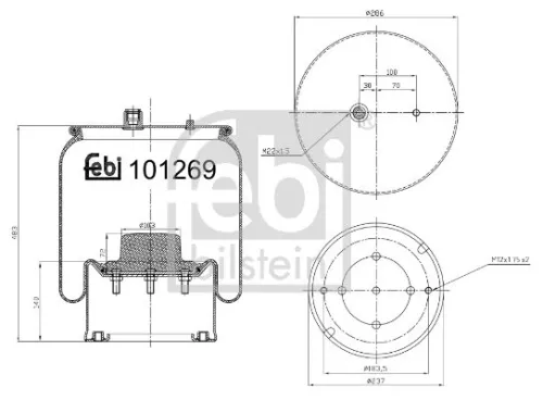 FEBI BILSTEIN FEBI BILSTEIN 101269 Febi Rear Air Bag Suspension Spring For Mercedes-benz Actros Mp4 / Mp5 Anto 