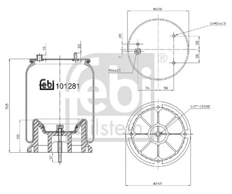 FEBI BILSTEIN FEBI BILSTEIN 101281 Febi Air Bag Suspension Spring For Daf Cf 75 Cf 85 Xf 105 Xf 95 