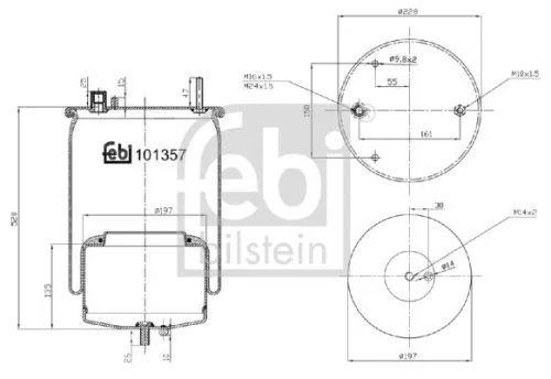 FEBI BILSTEIN FEBI BILSTEIN 101357 Febi Rear Air Bag Suspension Spring For Volvo Fh Ii Fh Iii Fm Ii Fm Iii Fmx 