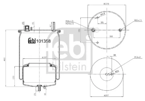 FEBI BILSTEIN FEBI BILSTEIN 101358 Febi Rear Air Bag Suspension Spring For Volvo Fh Ii Fh Iii Fm Ii Fm Iii Fmx 