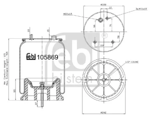 FEBI BILSTEIN FEBI BILSTEIN 105869 Febi Air Bag Suspension Spring For Daf 75 75 Cf 85 85 Cf 95 95 Xf Cf Cf 75  