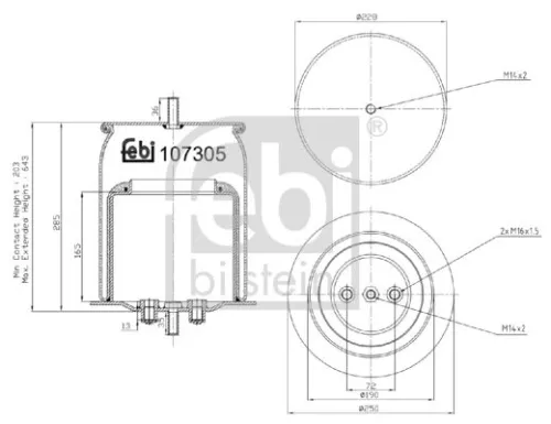 FEBI BILSTEIN FEBI BILSTEIN 107305 Febi Air Bag Suspension Spring For Iveco Eurostar Eurotech Mh Eurotech Mp S 
