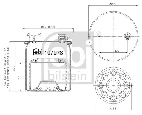 FEBI BILSTEIN FEBI BILSTEIN 107978 Febi Rear Rear Air Bag Suspension Spring For Mercedes-benz Actros Mp4 / Mp5 