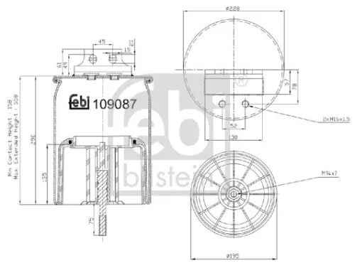 Febi Rear Air Bag Suspension Spring For Iveco Eurostar Eurotech Mh Eurotech