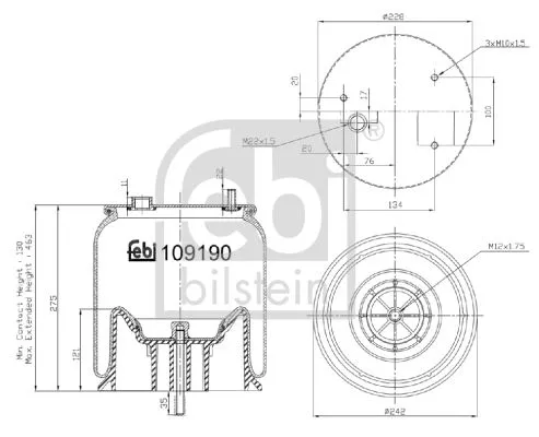 FEBI BILSTEIN FEBI BILSTEIN 109190 Febi Air Bag Suspension Spring For Daf Cf Cf 65 Cf 75 Cf 85 Lf 45 Lf 55 Xf  