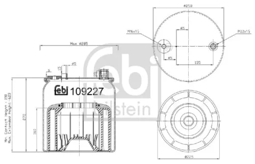 FEBI BILSTEIN FEBI BILSTEIN 109227 Febi Front Rear Air Bag Suspension Spring For Mercedes-benz Actros Mp4 / Mp 
