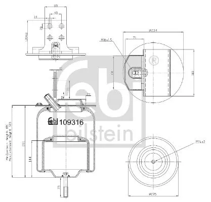 FEBI BILSTEIN FEBI BILSTEIN 109316 Febi Rear Air Bag Suspension Spring For Iveco Eurocargo Eurofire 
