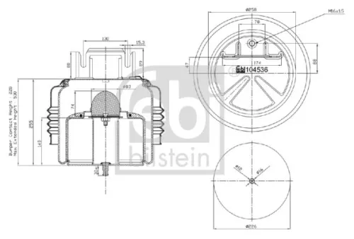 FEBI BILSTEIN FEBI BILSTEIN 104536 Febi Front Air Bag Suspension Spring For Renault Trucks Volvo Fh Fh Ii Fh I 