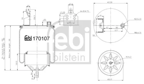 FEBI BILSTEIN FEBI BILSTEIN 170107 Febi Rear Air Bag Suspension Spring For Volvo Fh Fh Ii Fh12 Fh16 Fl Fl6 Fm  