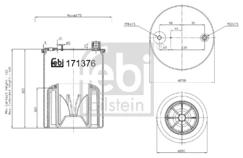 FEBI BILSTEIN FEBI BILSTEIN 171376 Febi Front Air Bag Suspension Spring For Mercedes-benz Actros Mp4 / Mp5 Ant 