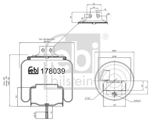 FEBI BILSTEIN FEBI BILSTEIN 178039 Febi Rear Right Air Bag Suspension Spring For Iveco Eurostar Eurotech Mh Eu 