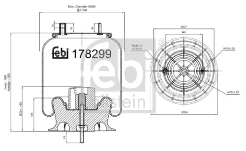 FEBI BILSTEIN FEBI BILSTEIN 178299 Febi Rear Air Bag Suspension Spring For Renault Trucks Midlum 