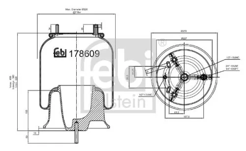 Febi Front Rear Air Bag Suspension Spring