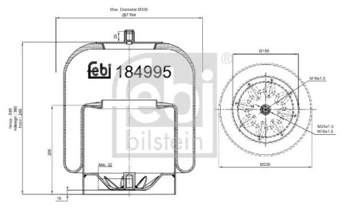 FEBI BILSTEIN FEBI BILSTEIN 184995 Febi Rear Air Bag Suspension Spring For Mercedes-benz Actros Actros Mp2 / M 