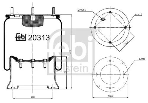 Febi Air Bag Suspension Spring For Daf Xf 105
