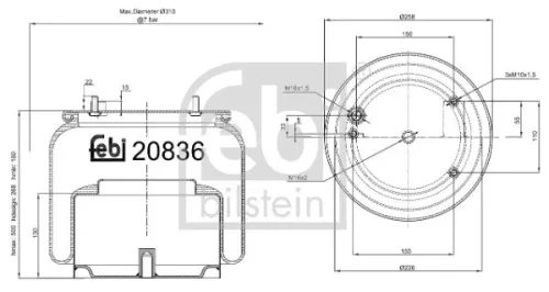 FEBI BILSTEIN FEBI BILSTEIN 20836 Febi Rear Left Or Right Air Bag Suspension Spring For Daf 65 65 Cf 75 75  