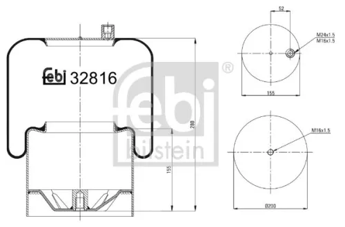 FEBI BILSTEIN FEBI BILSTEIN 32816 Febi Rear Left Or Right Air Bag Suspension Spring For Mercedes-benz Actro 