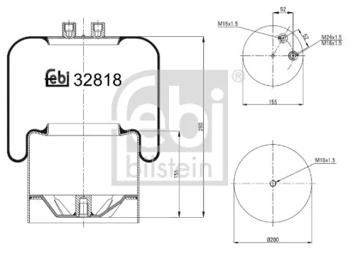 FEBI BILSTEIN FEBI BILSTEIN 32818 Febi Rear Left Or Right Air Bag Suspension Spring For Mercedes-benz Actro 