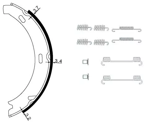1x Brake Shoe Set, parking brake