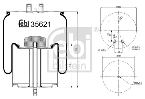 FEBI BILSTEIN FEBI BILSTEIN 35621 Febi Rear Left Or Right Air Bag Suspension Spring For Renault Trucks G Ke 