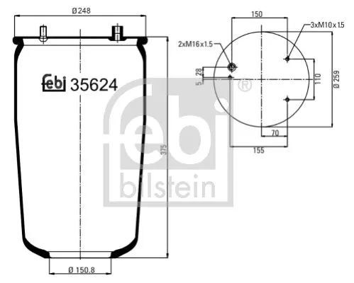 FEBI BILSTEIN FEBI BILSTEIN 35624 Febi Rear Left Or Right Air Bag Suspension Spring For Daf 65 65 Cf 75 75  
