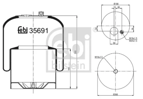 FEBI BILSTEIN FEBI BILSTEIN 35691 Febi Rear Left Or Right Air Bag Suspension Spring For Mercedes-benz Actro 