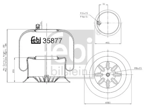 Febi Rear Left Or Right Air Bag Suspension Spring For Mercedes-benz Atego