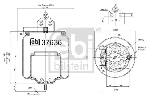 FEBI BILSTEIN FEBI BILSTEIN 37636 Febi Rear Left Or Right Air Bag Suspension Spring For Volvo Fh Fh Ii Fh I 