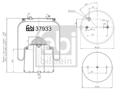 FEBI BILSTEIN FEBI BILSTEIN 37933 Febi Rear Left Or Right Air Bag Suspension Spring For Scania 4 - Series B 