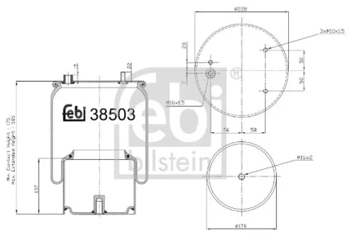 FEBI BILSTEIN FEBI BILSTEIN 38503 Febi Rear Left Or Right Air Bag Suspension Spring For Daf 75 75 Cf 85 85  