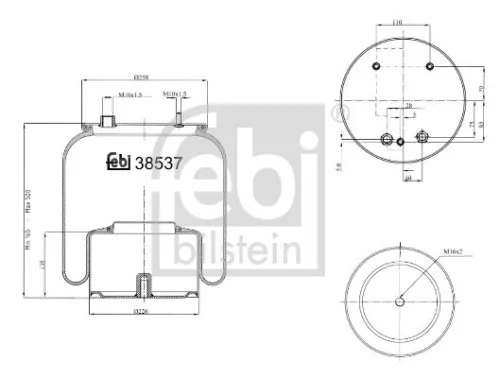 FEBI BILSTEIN FEBI BILSTEIN 38537 Febi Rear Air Bag Suspension Spring For Daf 65 65 Cf 75 75 Cf 85 85 Cf 95 9 