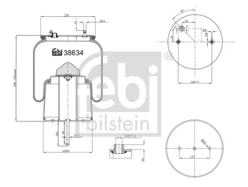 Febi Rear Left Or Right Air Bag Suspension Spring For Scania 4 - Series B