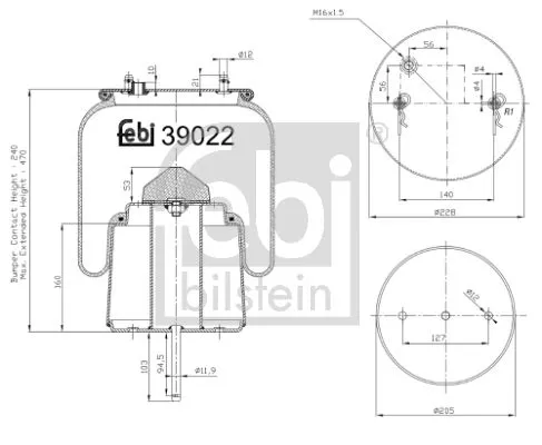 FEBI BILSTEIN FEBI BILSTEIN 39022 Febi Rear Left Or Right Air Bag Suspension Spring For Scania 4 - Series B 