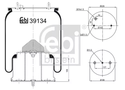 FEBI BILSTEIN FEBI BILSTEIN 39134 Febi Rear Left Or Right Air Bag Suspension Spring For Scania 4 - Series B 