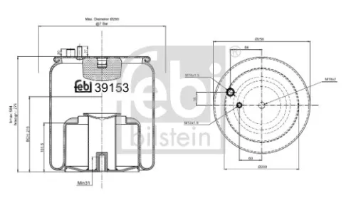 FEBI BILSTEIN FEBI BILSTEIN 39153 Febi Rear Air Bag Suspension Spring For Erf Man Ect Foc Tga Tgm Tgs Tgx 