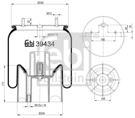 Febi Rear Left Or Right Air Bag Suspension Spring For Mercedes-benz Actro