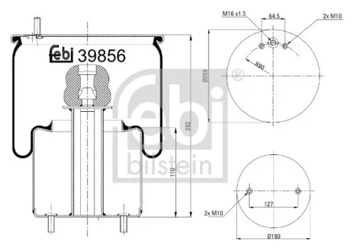 FEBI BILSTEIN FEBI BILSTEIN 39856 Febi Rear Left Or Right Air Bag Suspension Spring For Volvo 8700 B12 