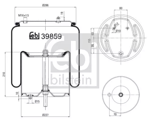 FEBI BILSTEIN FEBI BILSTEIN 39859 Febi Rear Air Bag Suspension Spring For Scania 3 - Series 4 - Series 4 - Se 