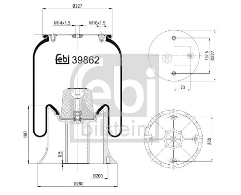 FEBI BILSTEIN FEBI BILSTEIN 39862 Febi Air Bag Suspension Spring For Scania 3 - Series 4 - Series G P R T 