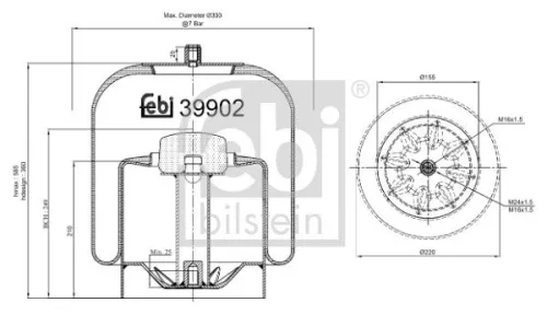 FEBI BILSTEIN FEBI BILSTEIN 39902 Febi Rear Air Bag Suspension Spring For Mercedes-benz Actros Actros Mp2 / M 