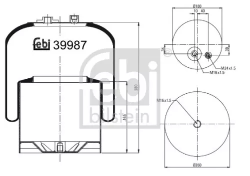 FEBI BILSTEIN FEBI BILSTEIN 39987 Febi Rear Left Or Right Air Bag Suspension Spring For Mercedes-benz Actro 